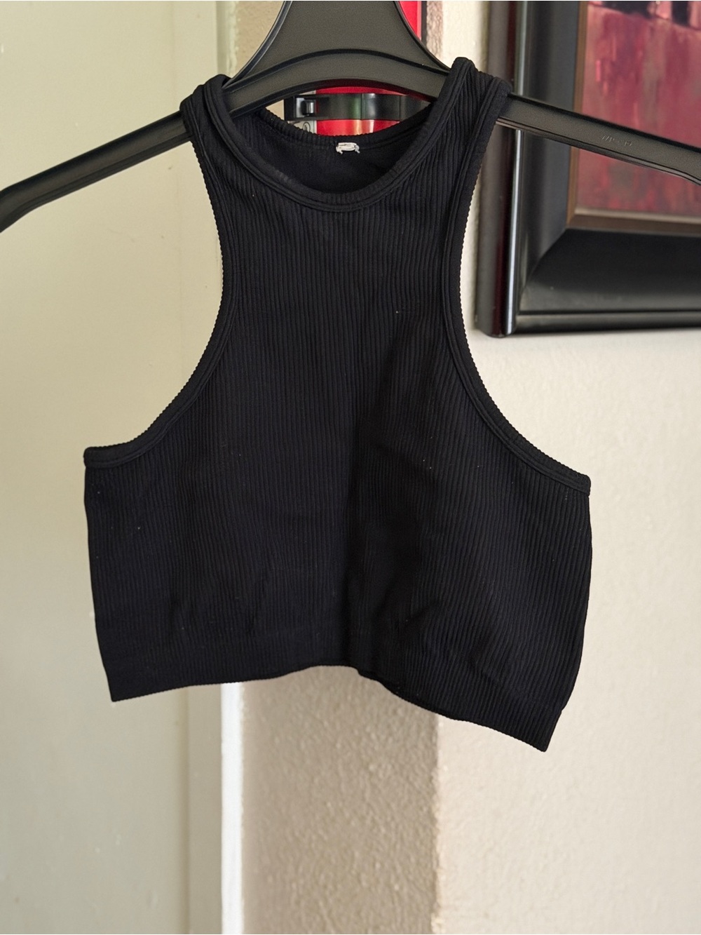 Zara Black Ribbed Racerback Crop Tank - Picture 4 of 5